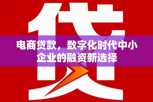 中堂电商贷款，数字化时代中小企业的融资新选择