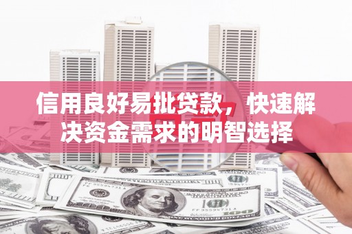 中堂信用良好易批贷款，快速解决资金需求的明智选择