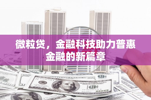 中堂微粒贷，金融科技助力普惠金融的新篇章