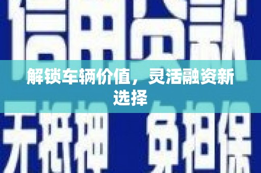 中堂解锁车辆价值，灵活融资新选择